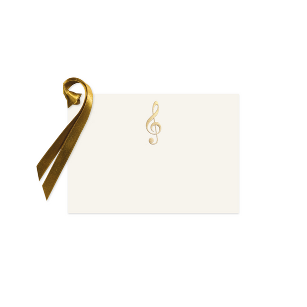 Dárková kartička Zlatý houslový klíč, stuha