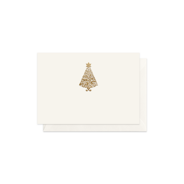Dárková kartička Zlatý vánoční stromek, obálka