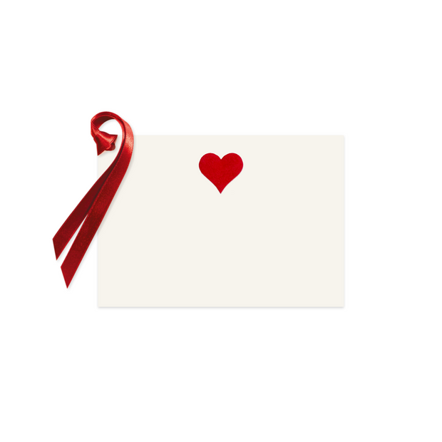 Dárková kartička Červené srdce, stuha 10 ks