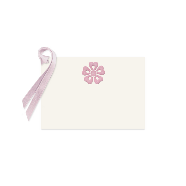 Dárková kartička Růžová kytička, stuha 10 ks